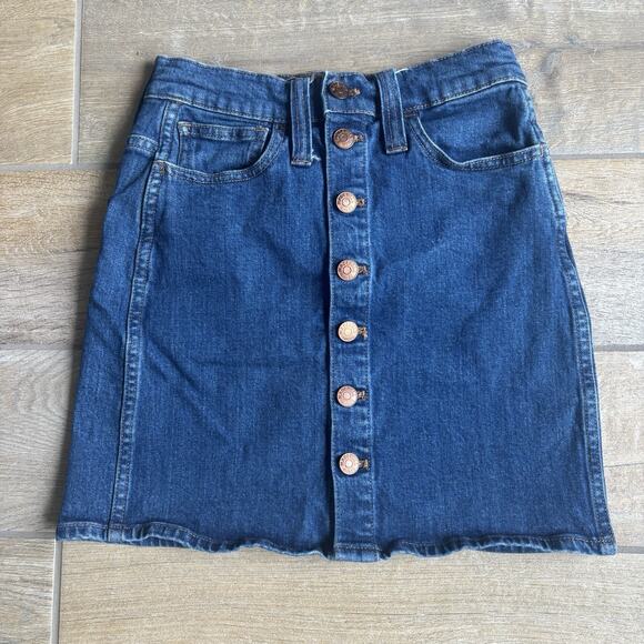 Madewell Women's Size 26 Jean Skirt Button Fly Medium Wash Straight Denim - Picture 1 of 10